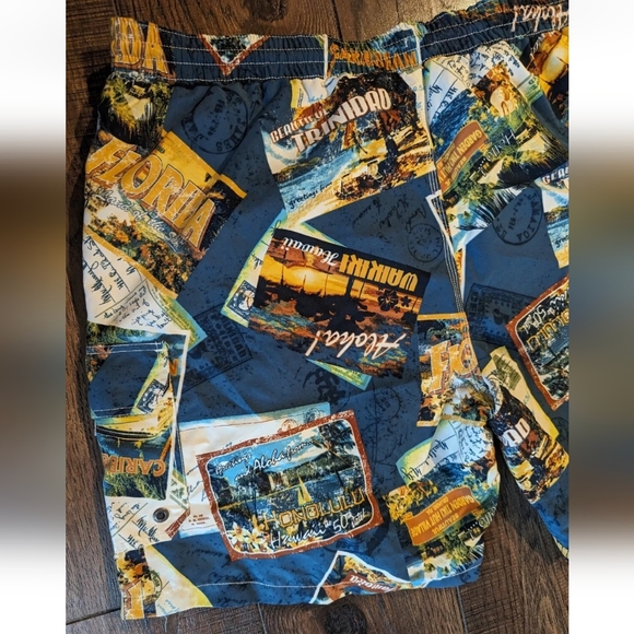 Caribbean Joe Swim Trunks XXL Mesh Lining Cargo Pockets - Hawaii Postcard Print. - Picture 15 of 16